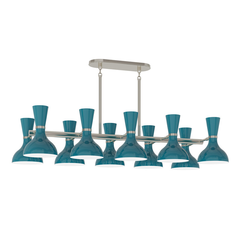 Lustre Clare - 10 lumières - Nickel poli - Paon, Paon, Nickel poli
