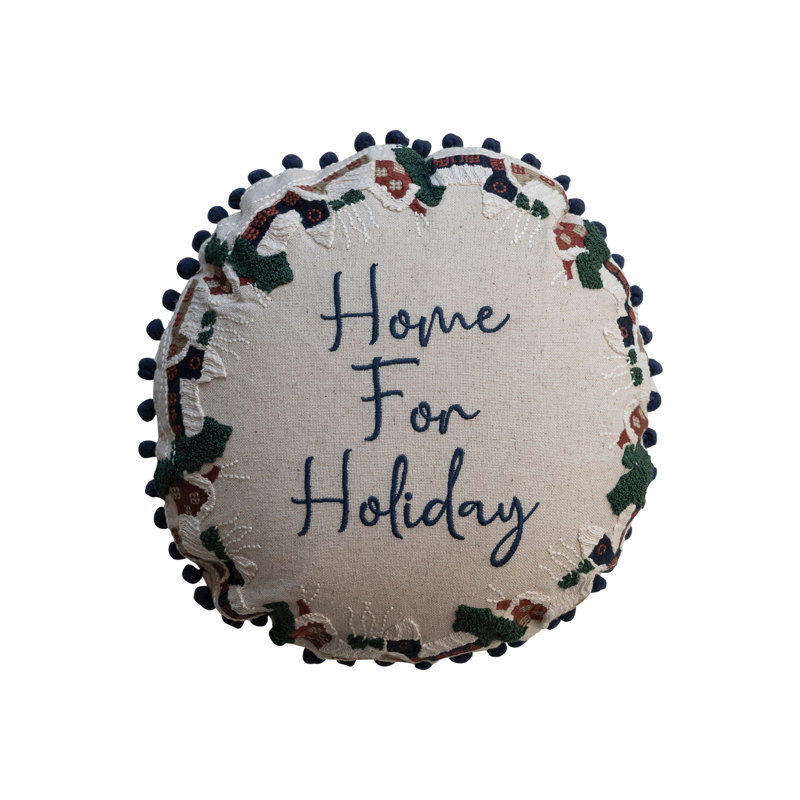 Cotton Blend Throw Circular Pillow Cover & Insert