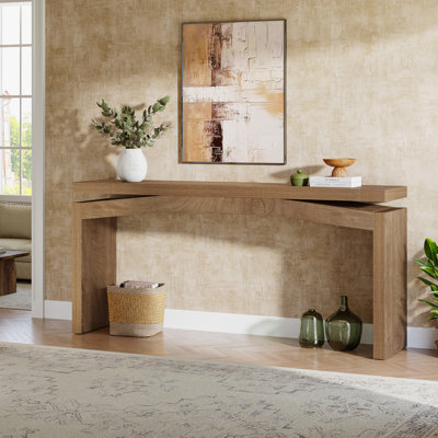63" Console Table with 1.97" Thick Tabletop, Long Entryway Table Sofa Console for Hallway, Foyer, Living Room