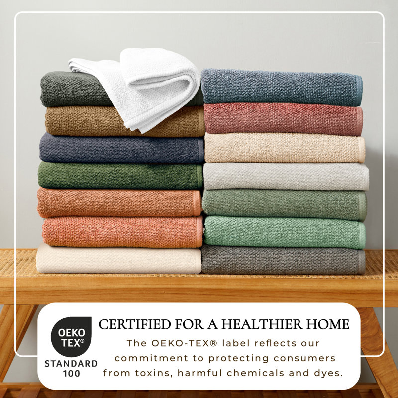 Drap de bain 100% coton texturé, Ensemble 6 pièces, Argile