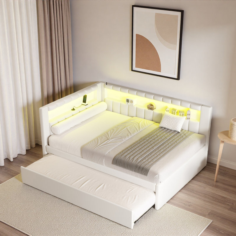 Daybed With Usb Ports And Led Belt And Trundle