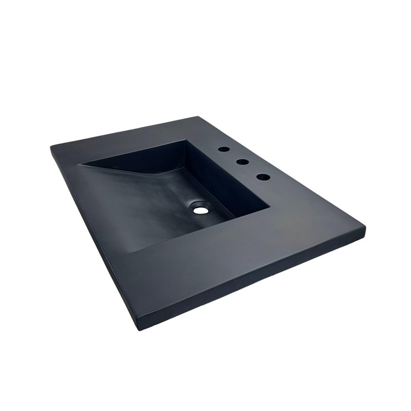 31'' Black Concrete Single Basin Vanity Top with Ramp Sink
