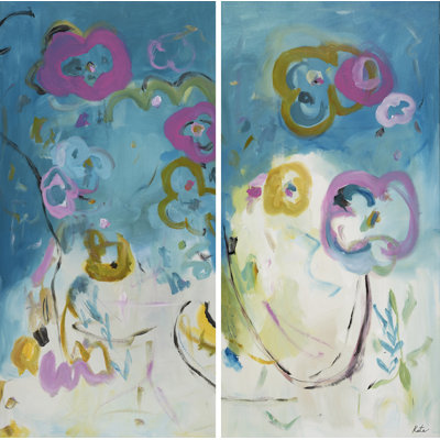 Floral Set Acrylic Painting Print Canvas