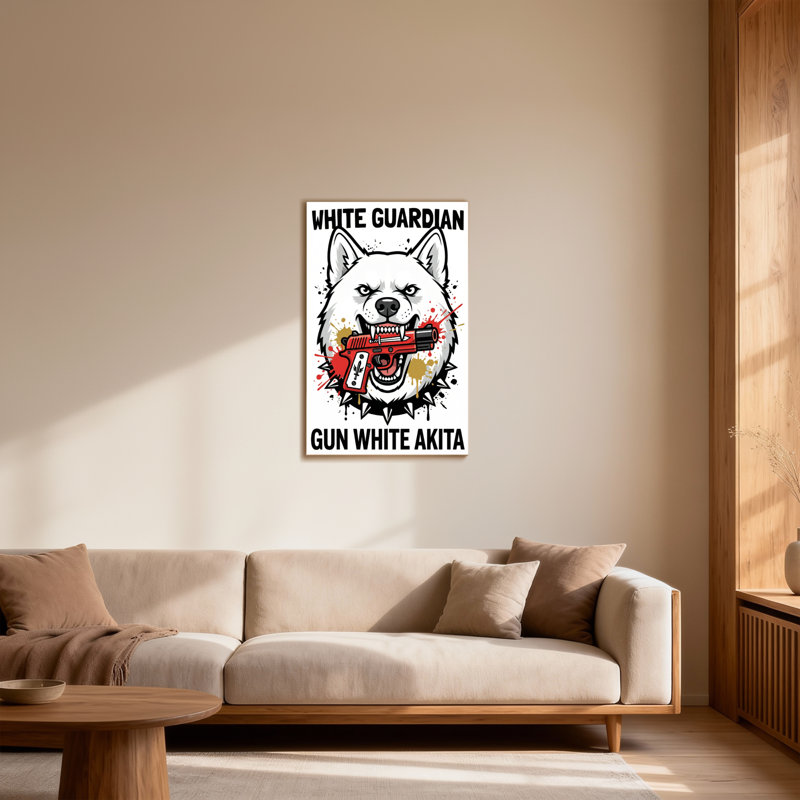 Animaux blanc pistolet Guardian blanc Akita, H 18 po x l 12 po