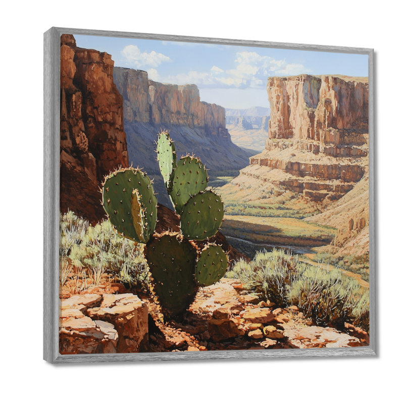 Cactus et le canyon en Arizona I - Cactus, reproductions encadrées, H 36 po x l 36 po, Impression encadrée flottante