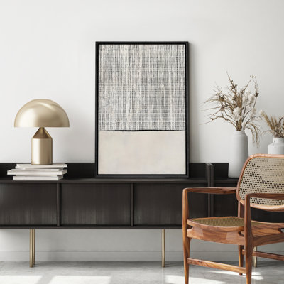 Dark Line Art Illusions With Yellow Spheres - Floater Frame Print on Canvas
