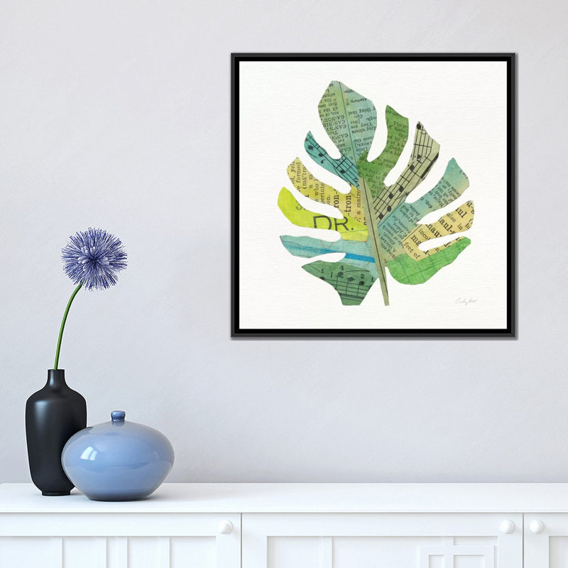 « tropical fun palms ii », impression sur toile, H 18 po x l 18 po x P 1,5 po, Toile avec cadre noir, Pas de tapis