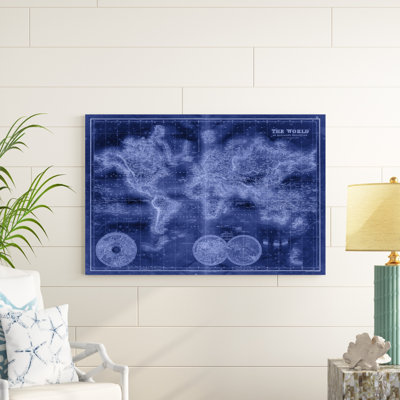 «Indigo World Map», impression sur toile