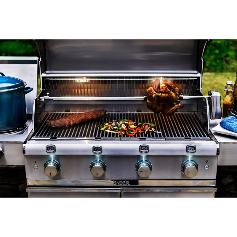 Saber 4-Burner Propane Gas Grill with Cabinet