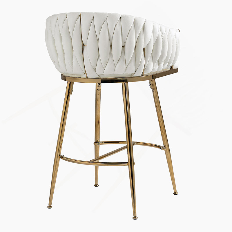 Tabourets de bar Rukja, Flanelle blanche