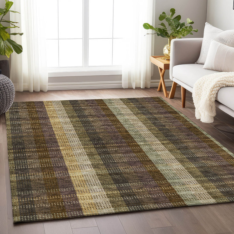 Premium Machine Washable Prisco Brown Rug, Rectangle 2'6" x 3'10"