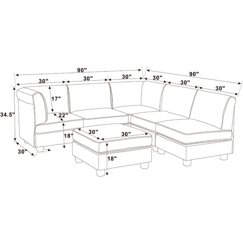 Mercury Row® Roeder 6 - Piece Upholstered Sectional & Reviews 