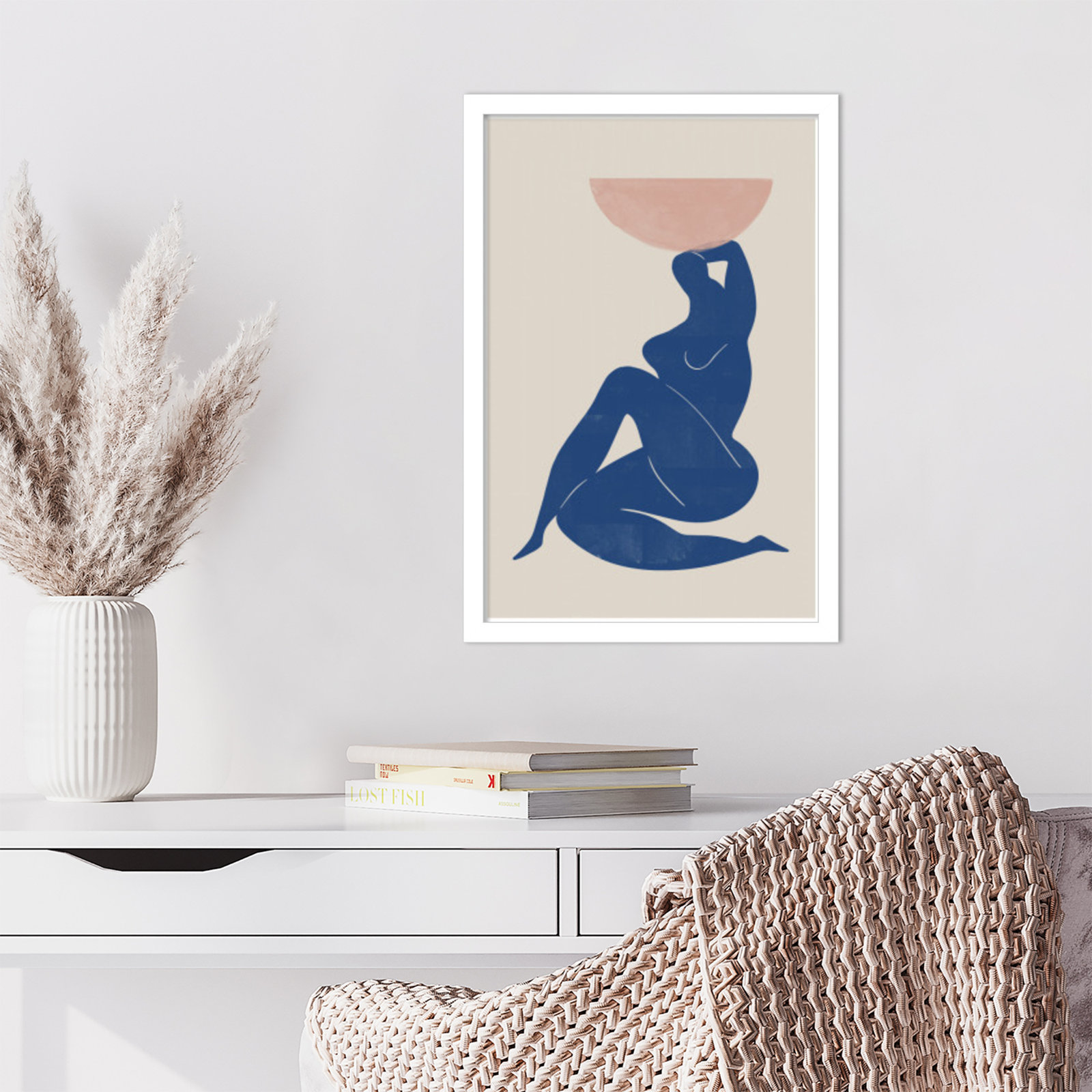 Northglenn "Vase and Woman" Print, White, 21" H x 15" W