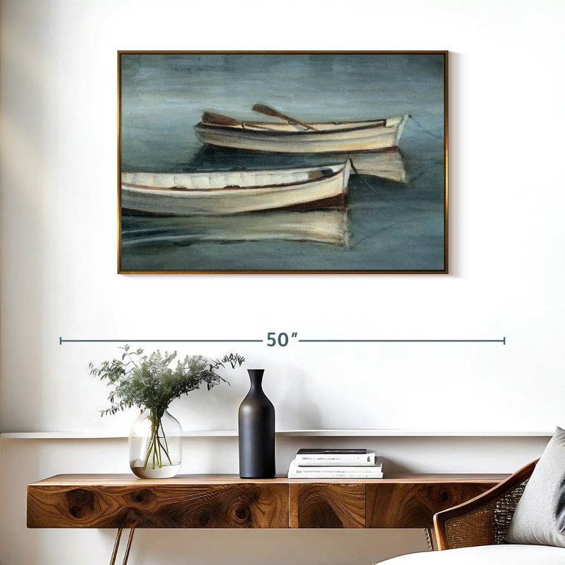 Petites eaux calmes I, Cadre flottant doré, 37 po x 25 po