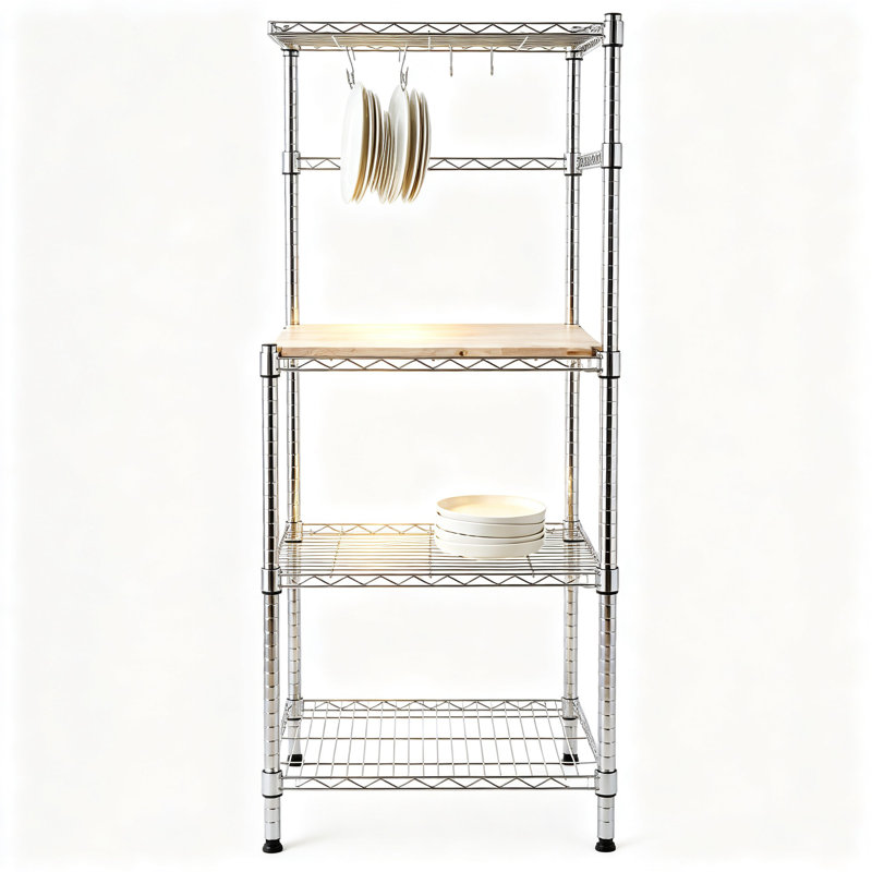 Étagère de boulanger de cuisine, 4 niveaux (chrome)
