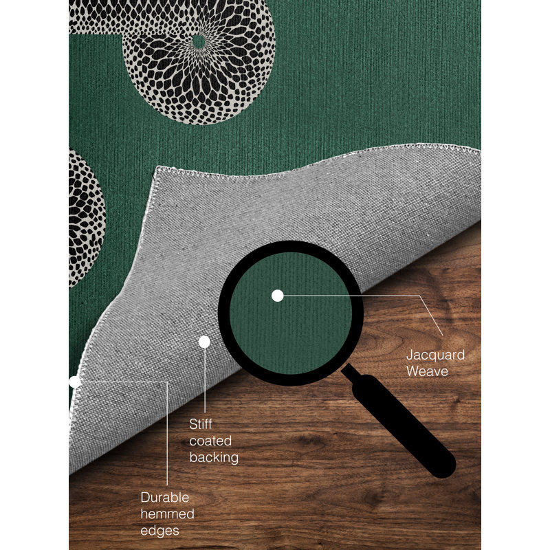 Tapis de chaise rectangulaire Vanjo, Vert / beige / noir, H 36 po x l 60 po
