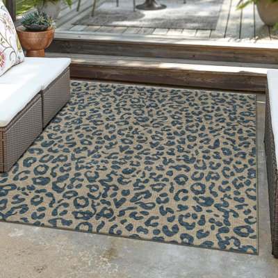Tapis d'extérieur bleu / gris à imprimé animal Munk