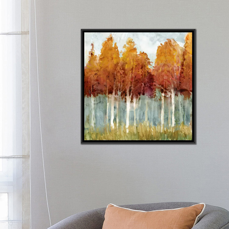 «Birch II», reproduction sur toile, H 18 po x l 18 po x P 1,5 po, Toile encadrée noire, Pas de tapis