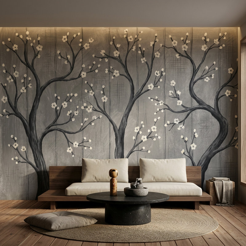 Décoration murale arbre amovible, 140 po x 108 po, Peler et coller