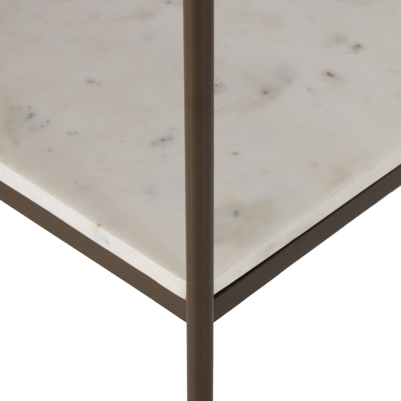 Clyne Tincher 78" Console Table, Polished White Marble