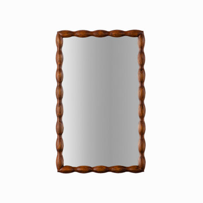 Mid-Century Modern Mirror With Solid Wood Frame,Wall-Mounted High-Definition Non-Deformable Bedroom Mirror, Living Room Mirror