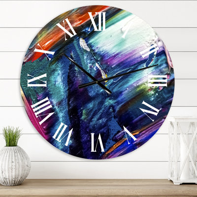 Huile sur toile texturée Composition VII - Horloge murale moderne