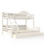 Lit superposé simple au-dessus de grand lit simple avec tiroirs de rangement, garde-corps courbé chic et tablettes de rangement latérales, cadre de lit superposé en bois massif avec échelle, pas de sommier tapissier nécessaire. Beige-577803153