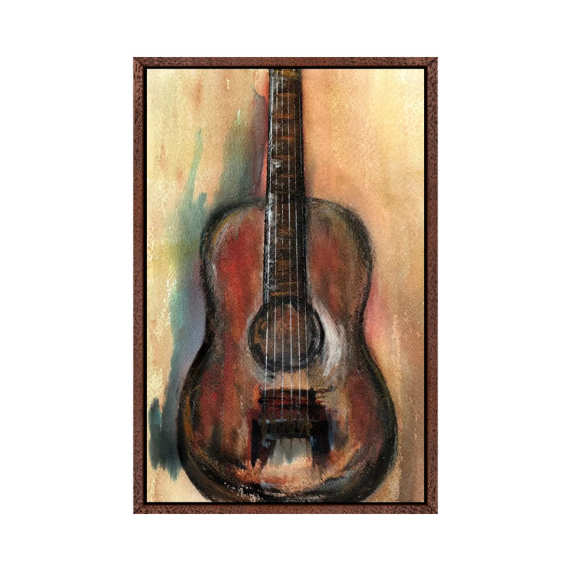 Retro Music 1 Piece Painting on Canvas, 66.04cm H x 45.72cm W x 3.81cm D, Brown Framed