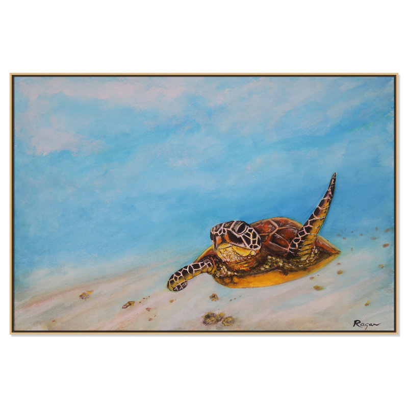 Reproduction de tortue de mer par Mike Ragan pour Casa Fine Arts, H 41,5 po x l 61,5 po, Naturel