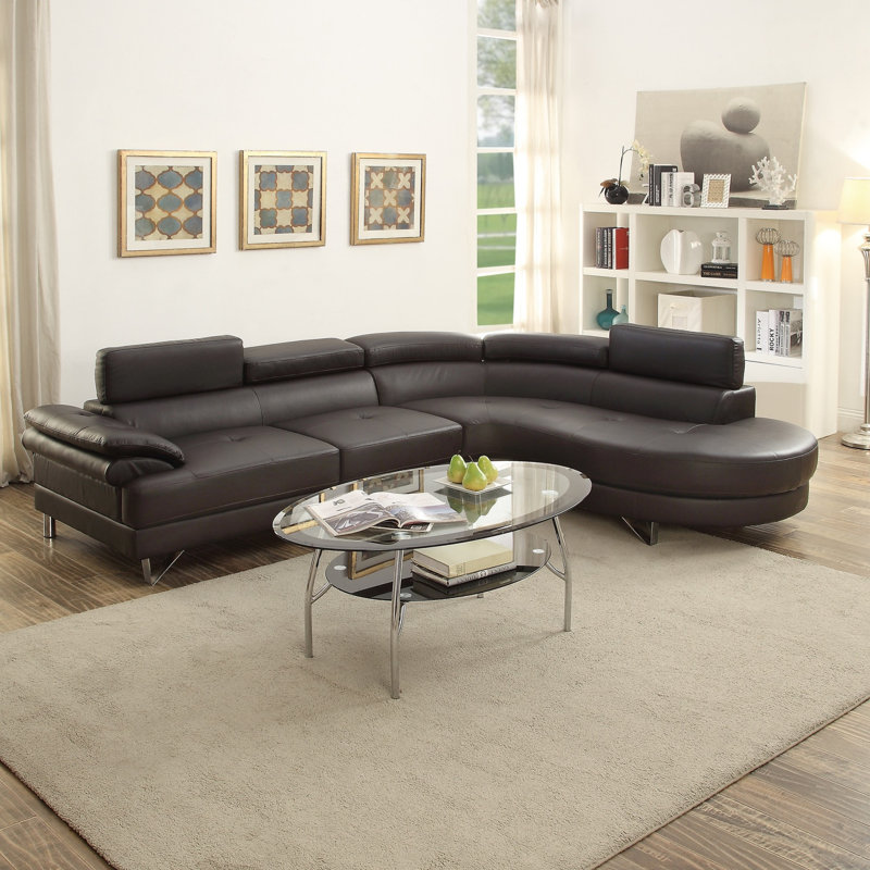 Dederang 2 - Piece Faux Leather Sectional, Espresso Faux Leather