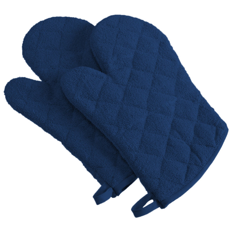 Design Imports Cotton Blend Oven Mitt Set, Blue