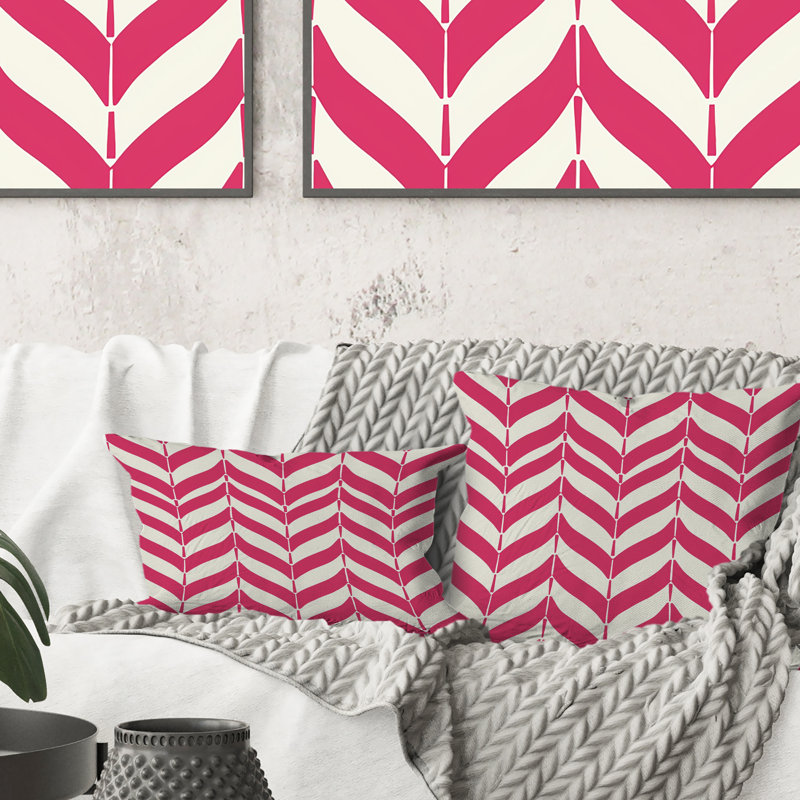 Coussin décoratif rose à chevrons I - traditionnel, H 18 po x l 18 po