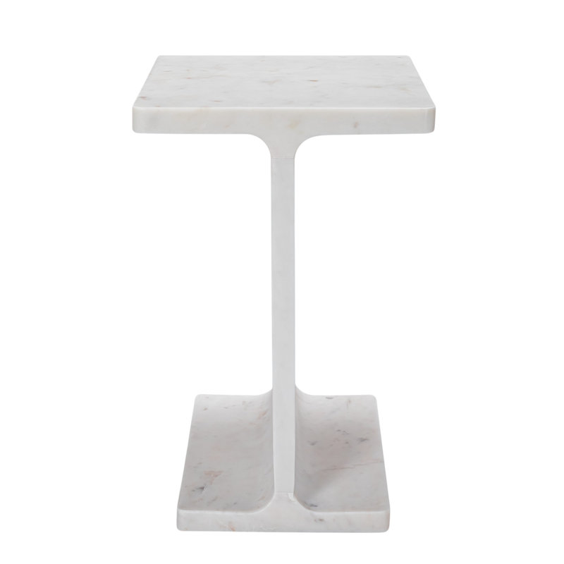 Table de bout à piédestal en marbre blanc 22 po