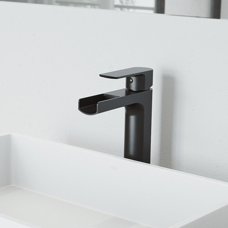Amada Single Handle Vessel Sink Bathroom Faucet, Matte Black