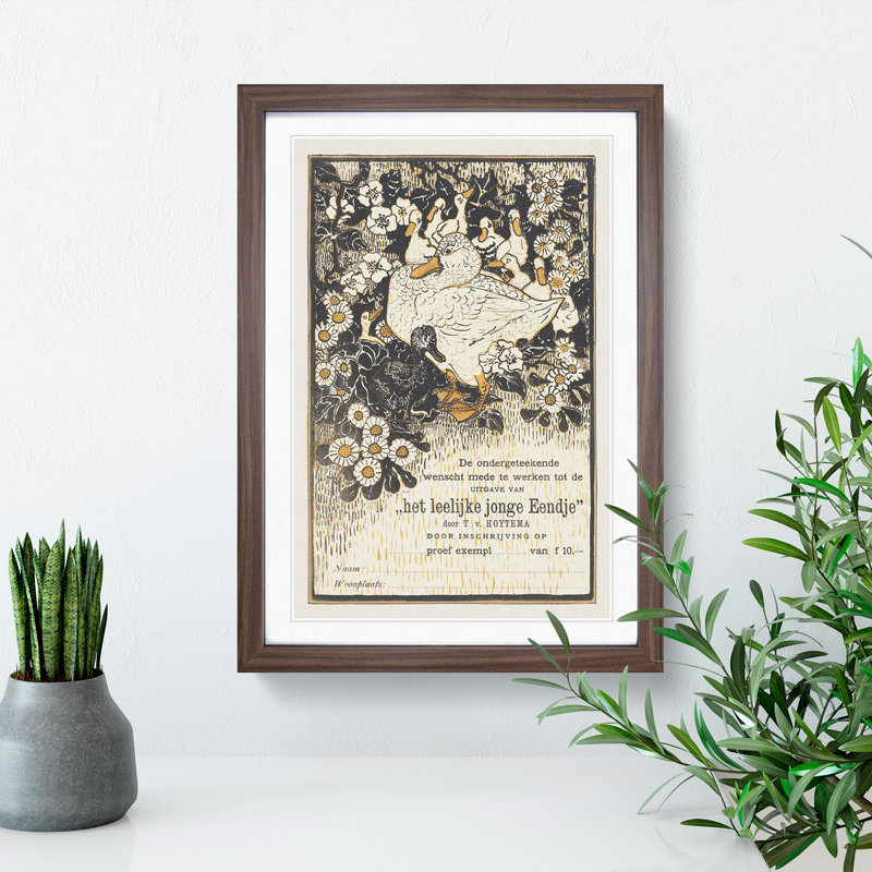 The Ugly Duckling by Theo Van Hoytema - Picture Frame Painting, 36cm H x 27cm W x 2cm D, Walnut Framed