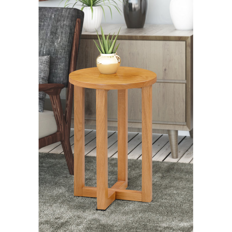 Bittencourt Solid Wood Cross Legs End Table