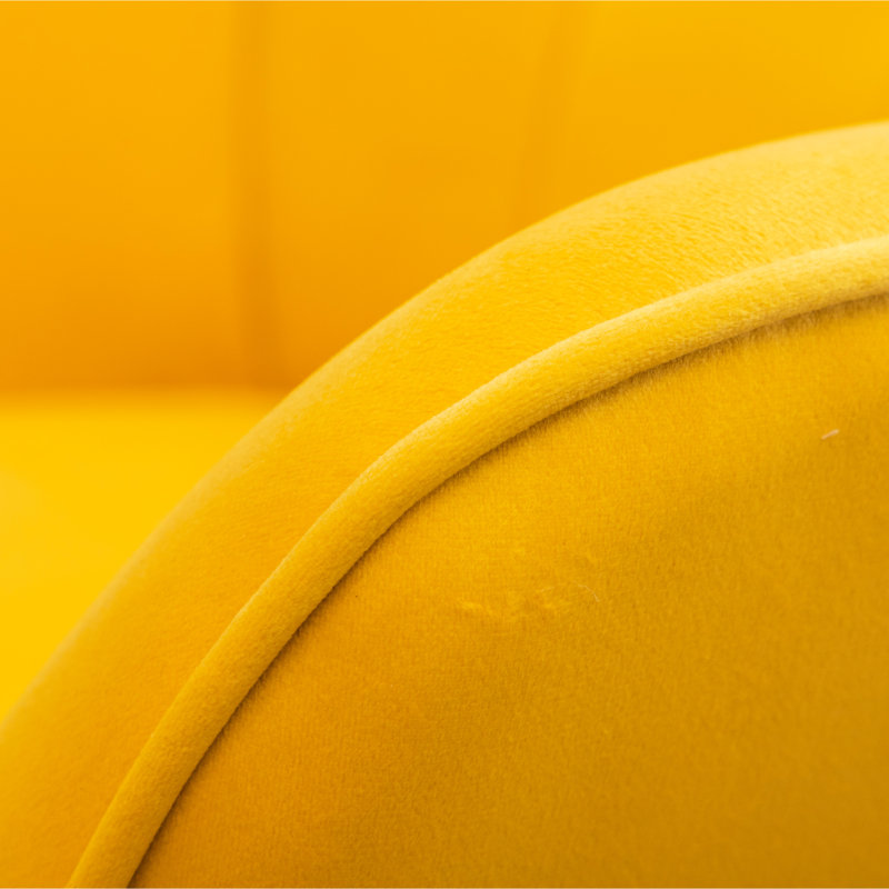 Chaise en velours jaune avec dossier contemporain, Jaune