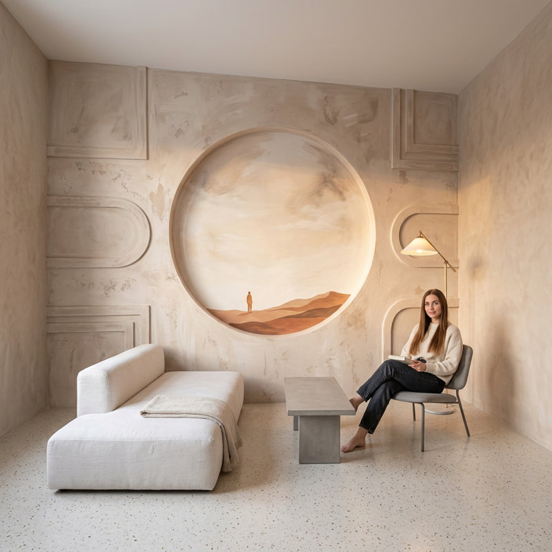 Décoration murale amovible de fenêtre de dunes de sable Minimalist Desert, 120 po x 96 po, Non tissé