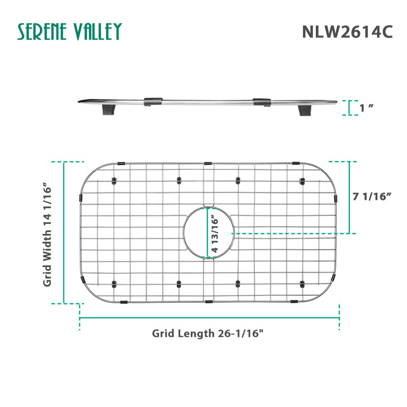 26.06-in x 14.06-in Center Drain Stainless Steel Sink Grid