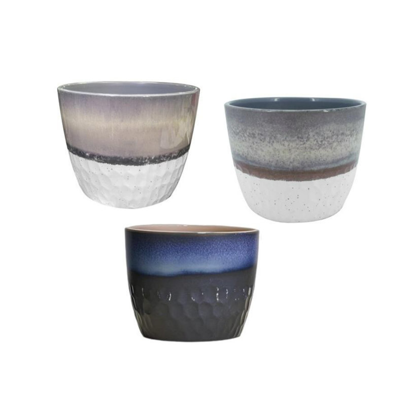 6in Assorted Glazed Indoor/Outdoor Planter - 3pc Set