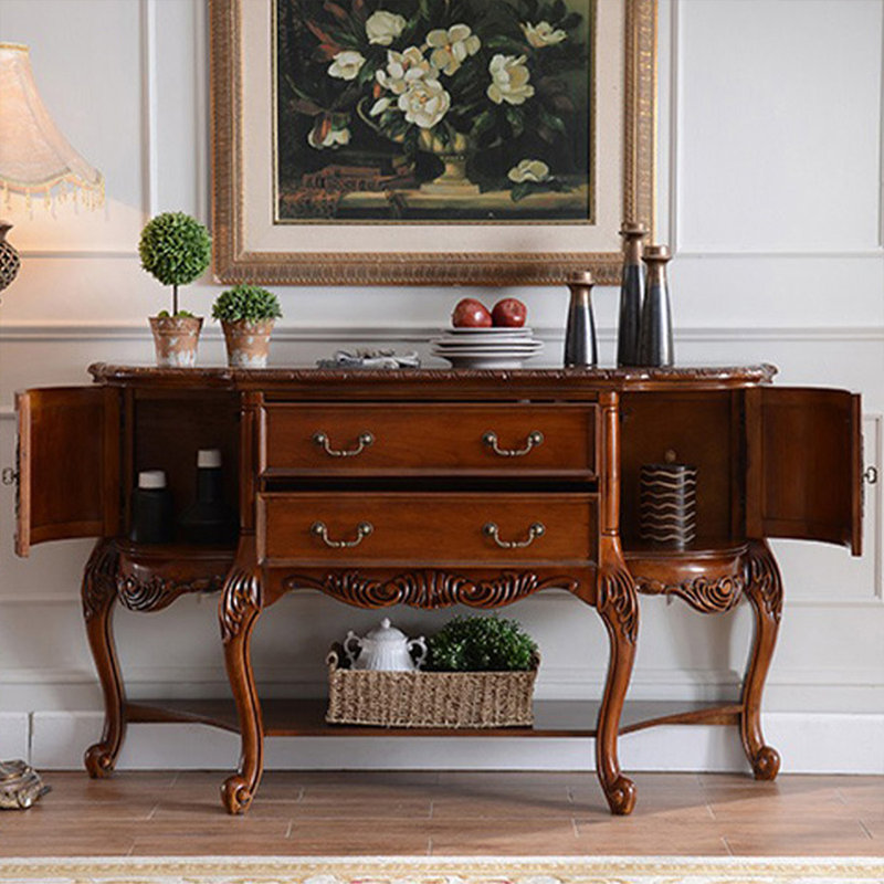 Console demi-cercle en bois massif brun noisette, H 47,24 po x l 17,72 po x P 37,01 po