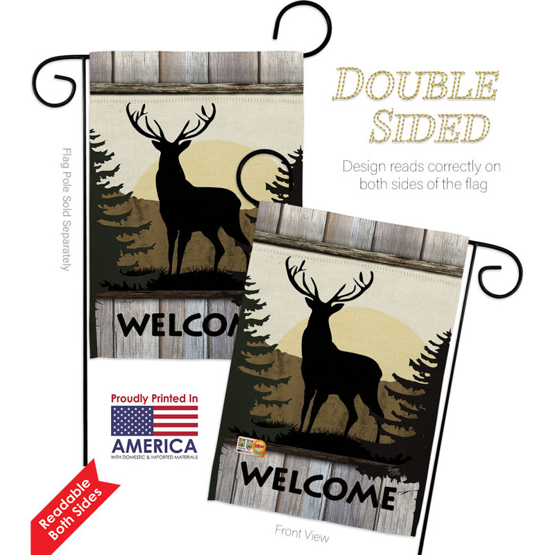 Drapeau de jardin cerf en polyester 18 po x 13 po