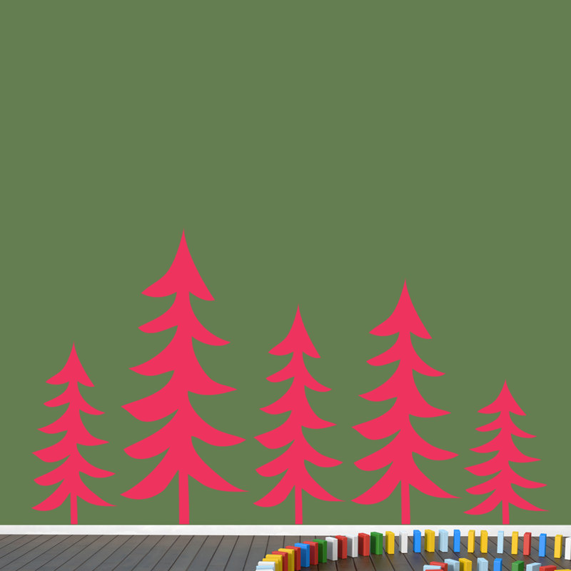 Décalcomanie murale arbres pin, Rose vif
