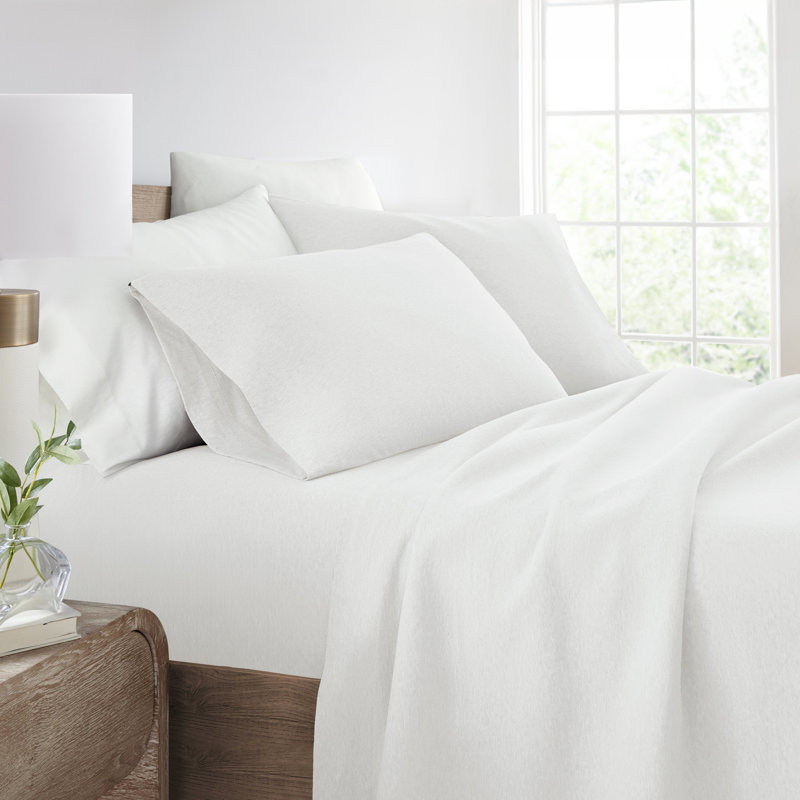 Twin White Cotton Jersey Deep Pocket Sheet Set
