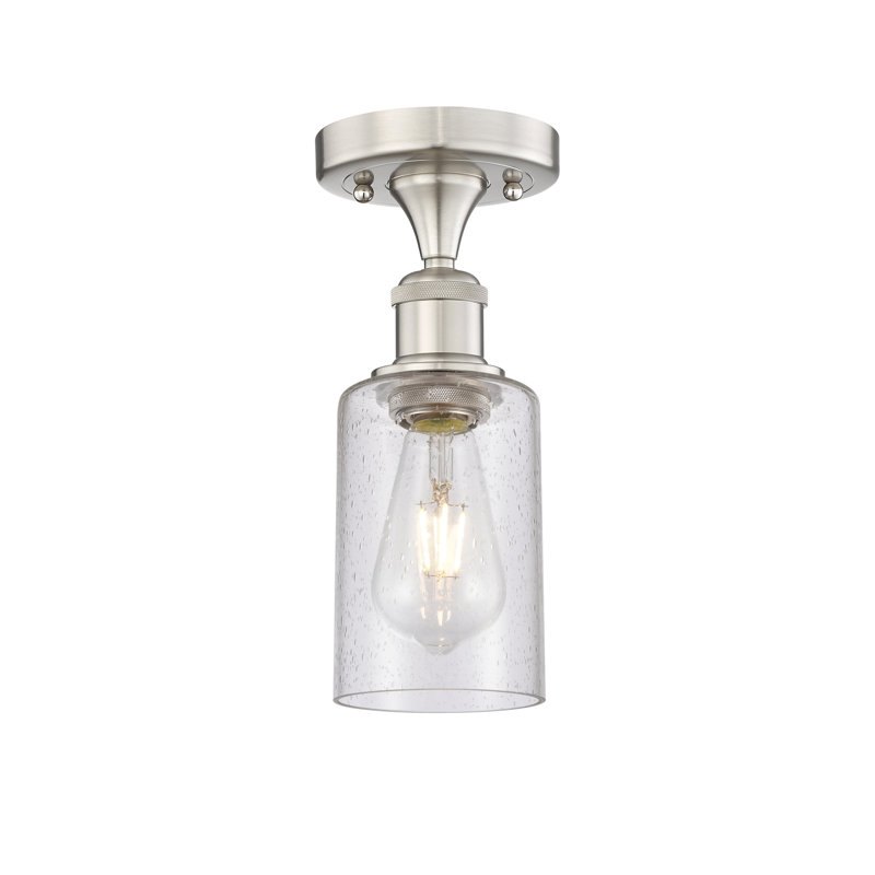 Plafonnier semi-encastré en verre Broadoaks, Nickel satiné brossé