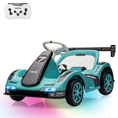 Electric Go Kart Ride On Car for Kids, 2 Motors with Remote Control, Safety Belt, Speed Adjustment, LED Lights & Music