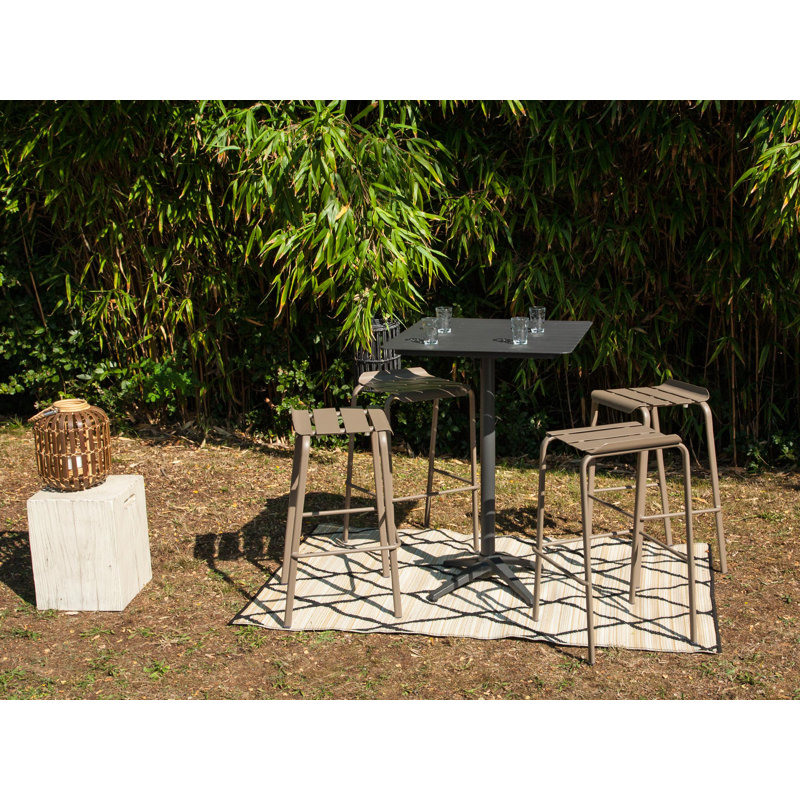Reiban Square Metal Folding Outdoor Bar Table , 67cm cm W 67cm cm D, anthracite