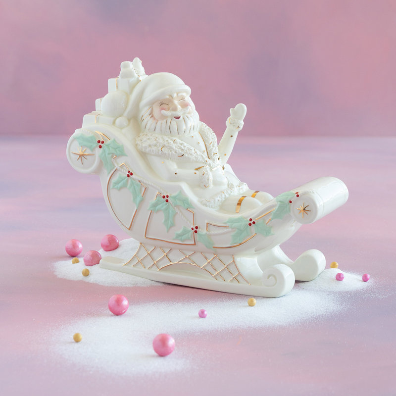 Papa Noel w/Sleigh, Ceramic, 14"