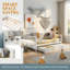Lit de jour blanc en bois massif avec lit gigogne simple-502004343-501905879