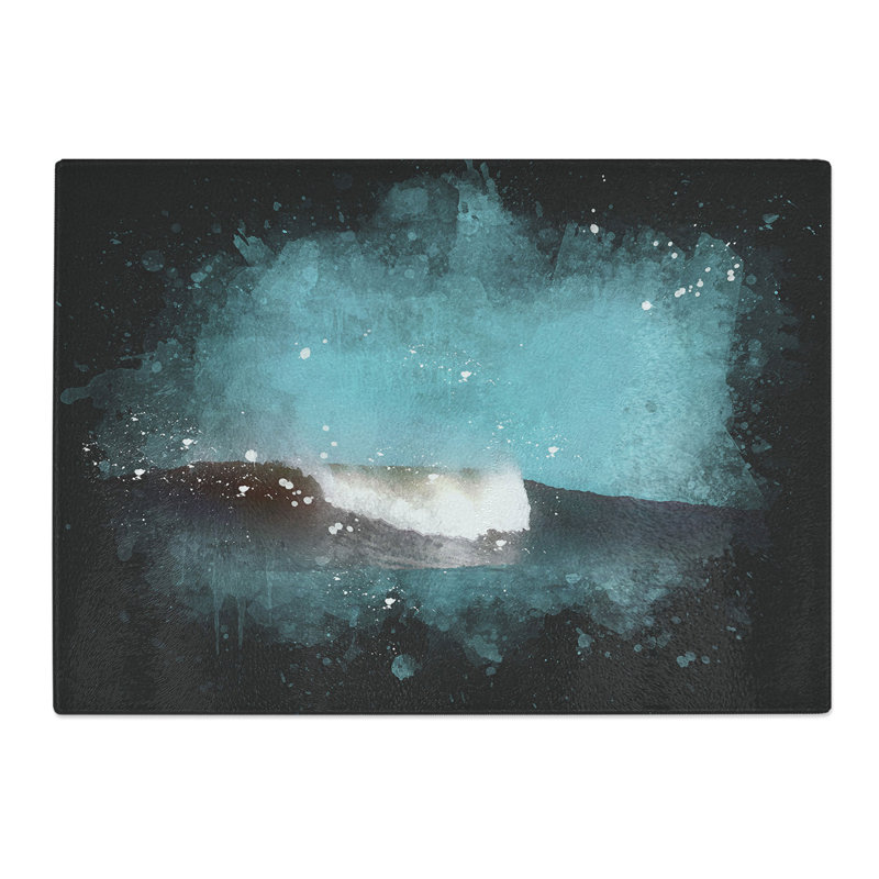 Tempered Glass Wave Curl Paint Splash Chopping Board, 20 cm x 28.5 cm